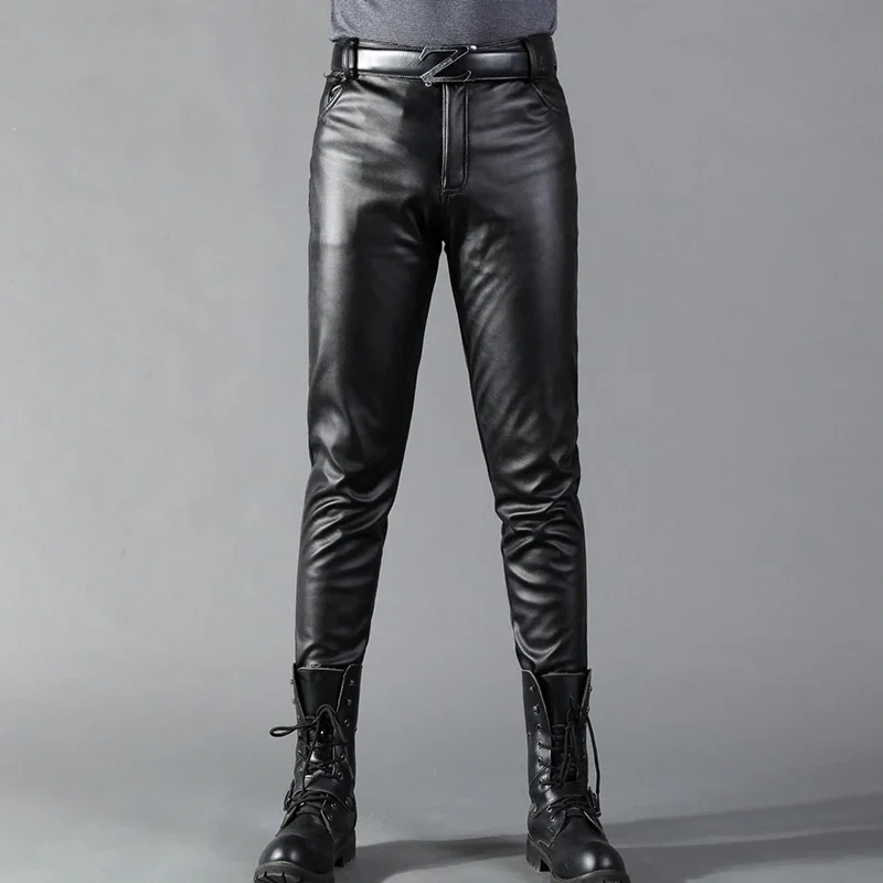 Leather Work Pants - بنطلون رجالي من الجلد الصناعي بقصة