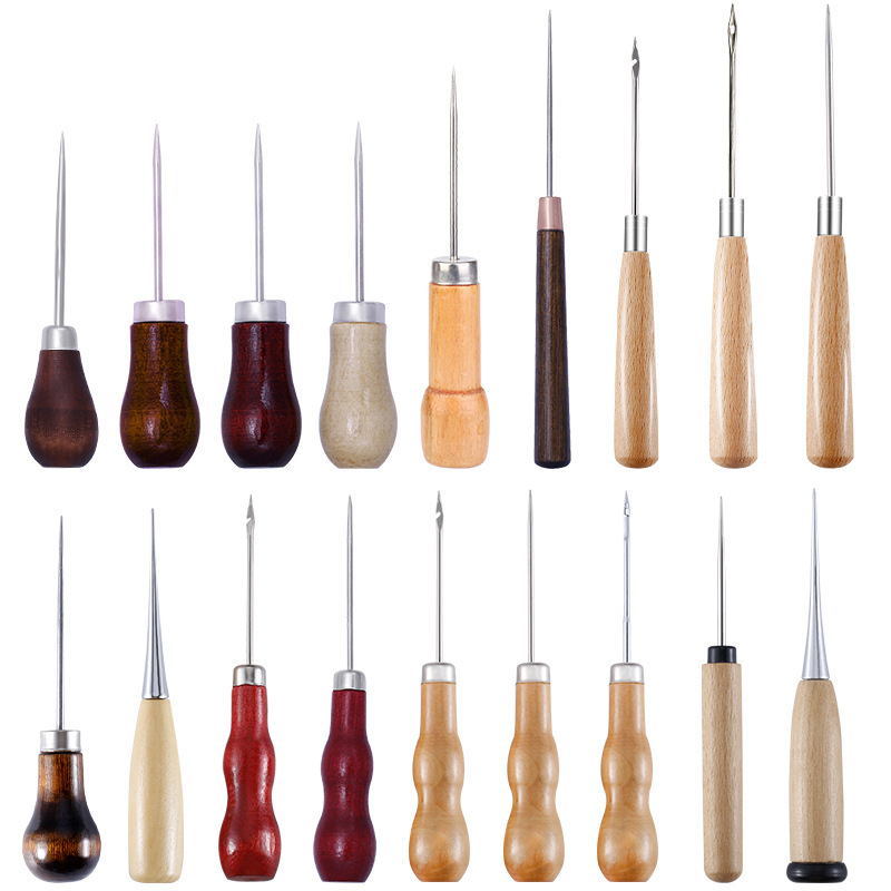 Leather Work Organiser - الجلود Awl الخشب مقبض Awls الخياطة