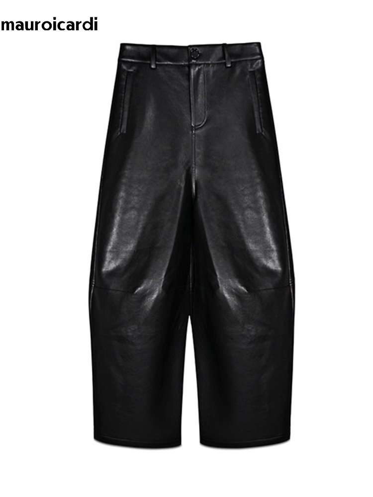 Leather Work Pants - بنطلون ماورويكاردي واسع الساق من الجلد