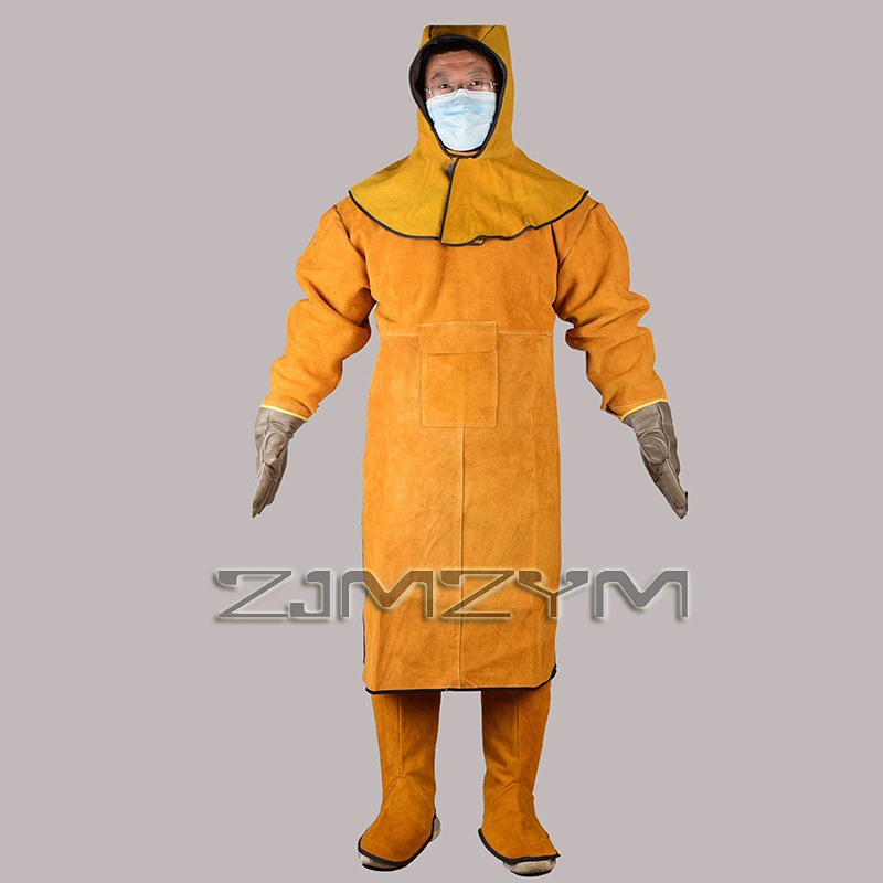 Leather Work Overalls - 1 مجموعة ملابس لحام كهربائي بدلة