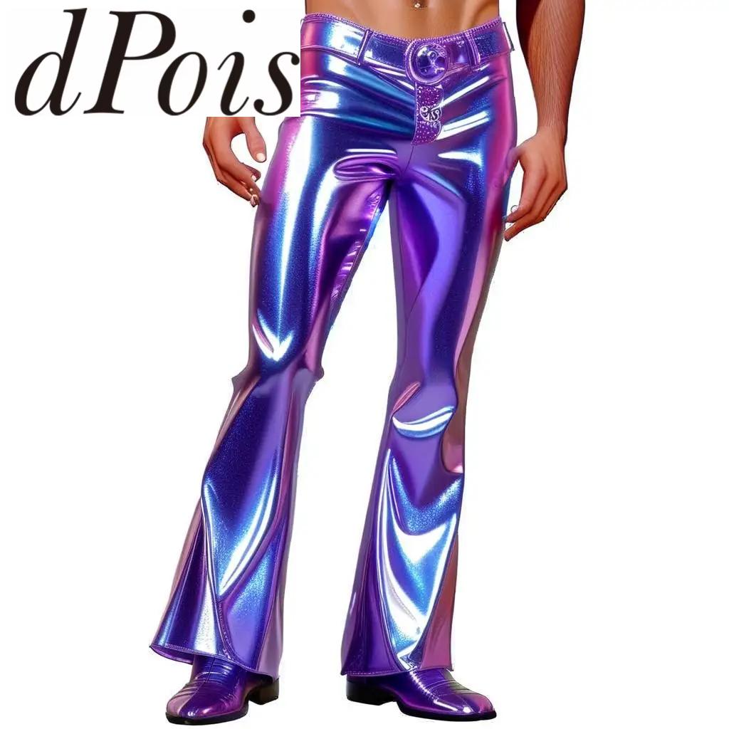 Leather Work Pants - الرجال لامعة الثلاثية الأبعاد مضيئة السراويل