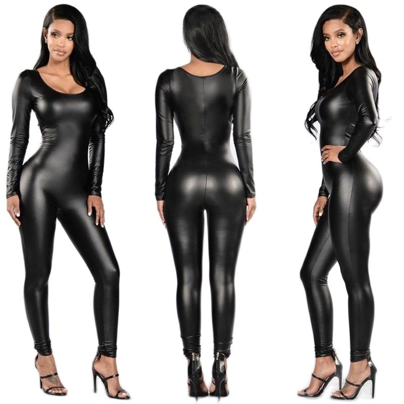 Leather Work Overalls - بدلة نسائية مصنوعة من جلد البولي