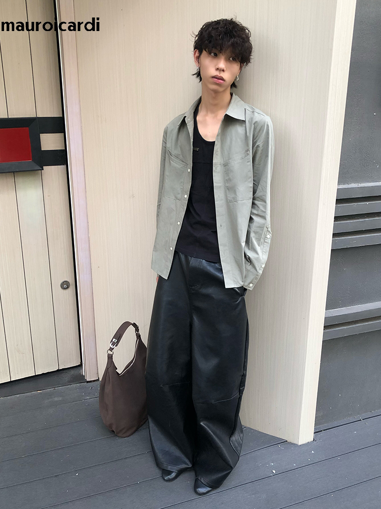 بنطلون ماورويكاردي واسع الساق  - مراجعة Leather Work Pants وسعره