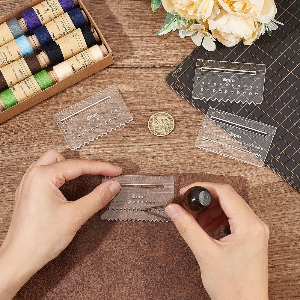 مجموعة من 4 قطع مساطر تحديد مو - مراجعة Leatherwork Ruler وسعره
