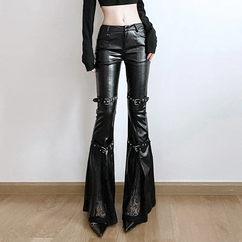 بنطال نسائي من جلد البولي يوري - مراجعة Leather Work Pants وسعره